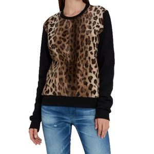 Alfani Women's Soft Faux Fur Leopard Print Pajama/Lounge/Sweat Shirt/Top Medium